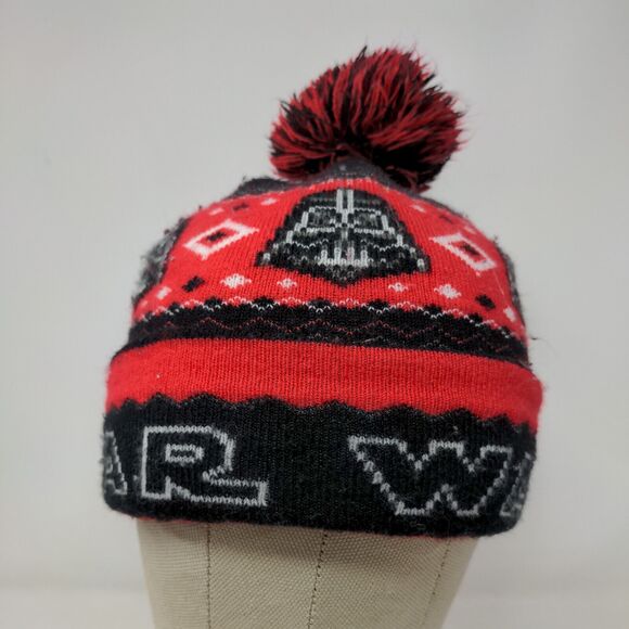 Star Wars Men's Knit Beanie Hat Cap Black Red One Size Acrylic - Picture 2 of 16